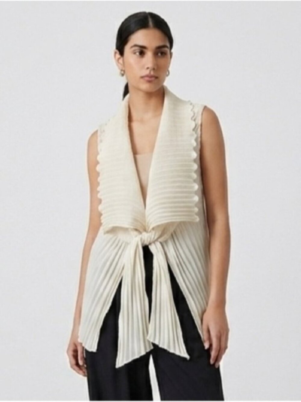 Lundstrom Chiffon Pleated Tie Front Vest Jacket - 14, new with tags!